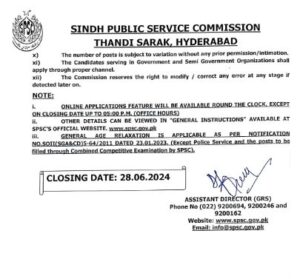 Sindh Public Service Commission Announces SPSC Jobs Openings for June 2024