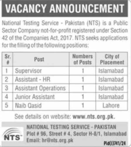 NTS Jobs Official Advertisement