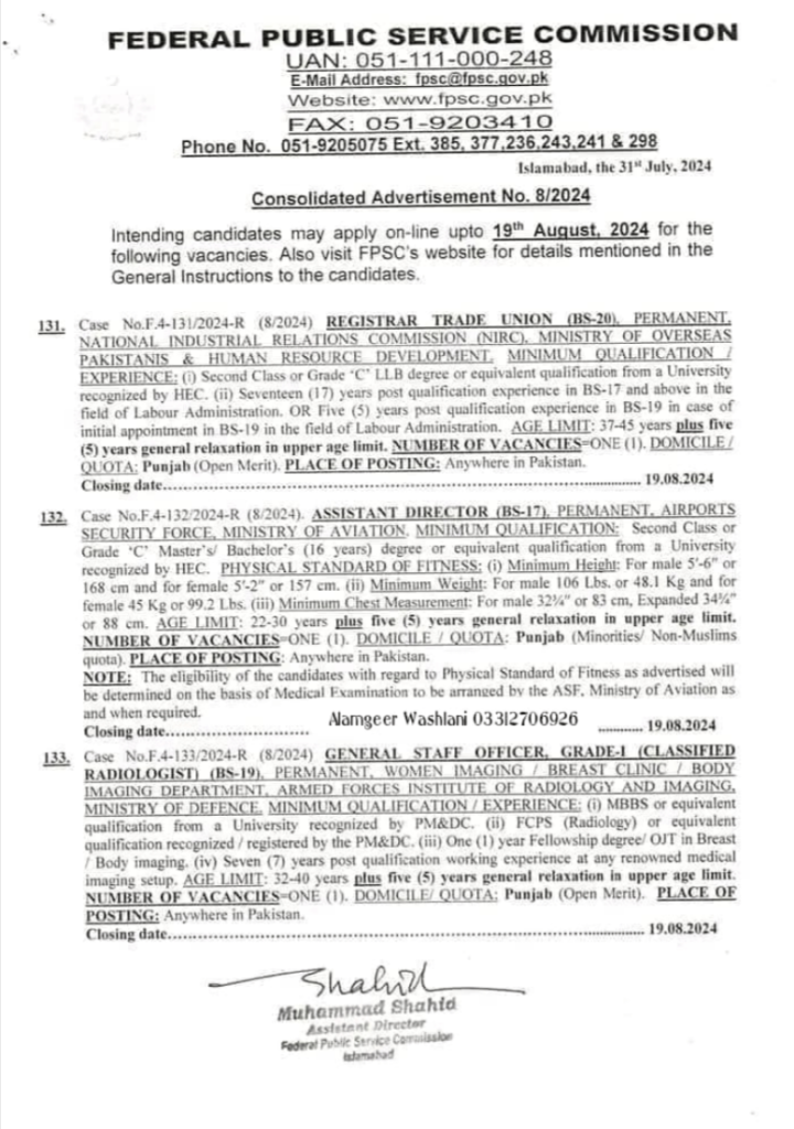 FPSC Jobs 2024