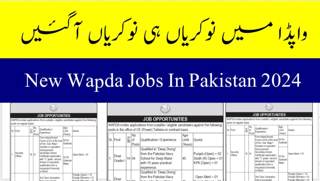 WAPDA Latest Jobs 2024 Apply Now